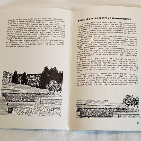 Hedges For Canadian Gardens - Agriculture Canada 1980 -38 Pg Booklet maps charts - Picture 9 of 9